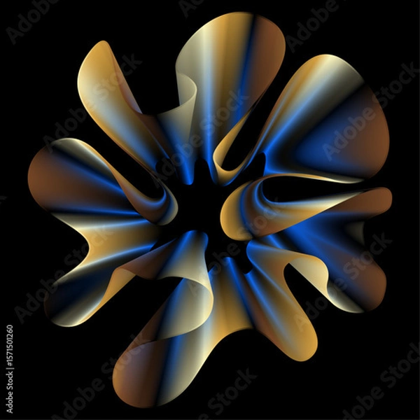 Obraz Abstract flower vector poster with colorful gradient line waves. Modern vector background cover template with 3D effects in motion. Artistic design for cover, flyer, interior design, social media, ads