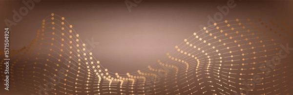Obraz Abstract Music background. Big Data Particle Flow Visualisation chemical industry. Science infographic futuristic illustration. Sound wave. Premium background design with mocha mousse sound wave