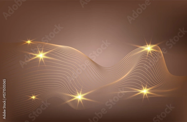 Obraz Abstract Music background. Big Data Particle Flow Visualisation chemical industry. Science infographic futuristic illustration. Sound wave. Premium background design with mocha mousse sound wave