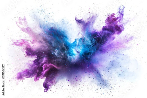 Obraz Hyper Realistic cosmic energy burst with swirling nebula colors, white background
