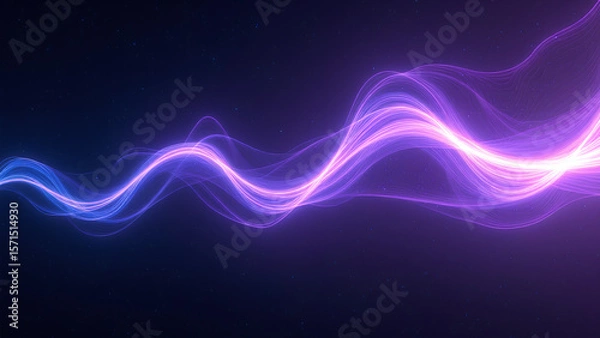 Fototapeta Ein abstraktes, kosmisch inspiriertes Bild, das Energiestreifen und leuchtende Spuren zeigt, wie Polarlichter oder Plasma im Weltraum. Dunkle Lila-, Schwarz-, Elektroblau- und Violetttöne.KI Generated