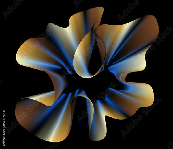 Obraz Abstract flower vector poster with colorful gradient line waves. Modern vector background cover template with 3D effects in motion. Artistic design for cover, flyer, interior design, social media, ads