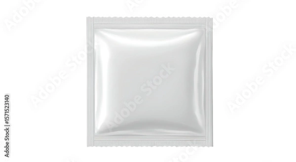 Obraz A clean blank white foil sachet or packet with sealed edges and a textured top isolated on white background