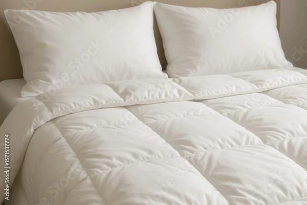 Obraz A Plush White Comforter on a Cozy Bed