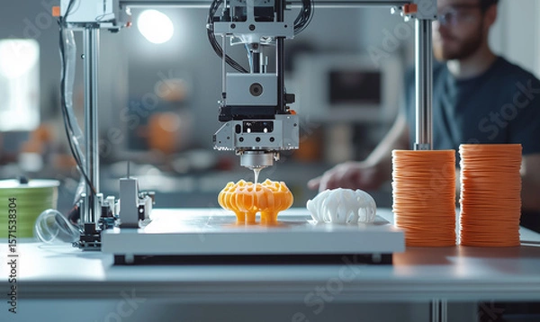 Fototapeta Innovative 3d printing technology enhancing circular economy efficiency in sustainable resource management