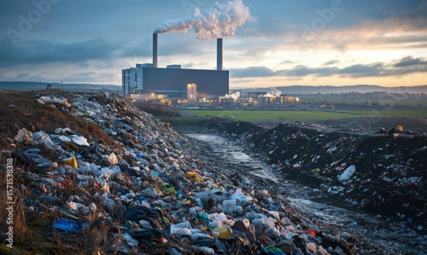 Fototapeta Innovative circular economy solutions for waste management society's responsibility environment technology impact on wellbeing