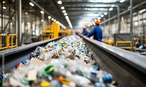 Fototapeta Innovative waste management in circular economy visual strategies for a sustainable industrial environment