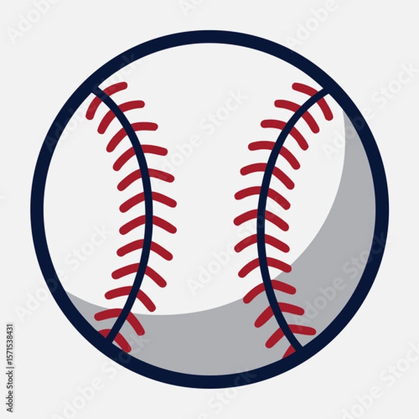 Obraz Simple illustration of a baseball with red stitching and a white background