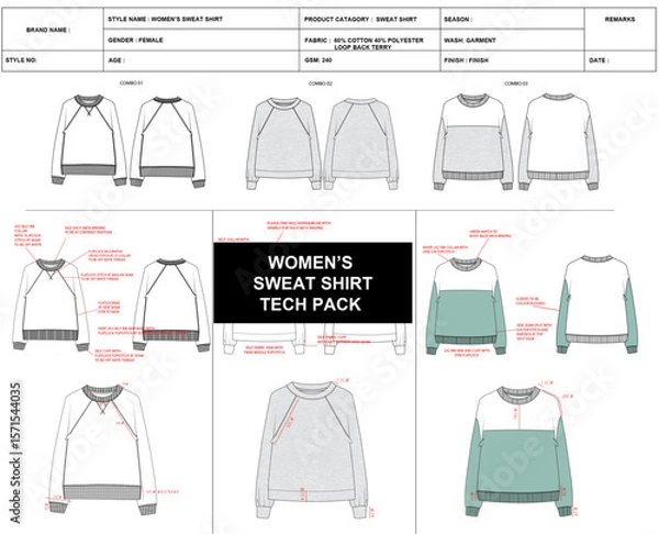 Fototapeta womens sweatshirt tech pack