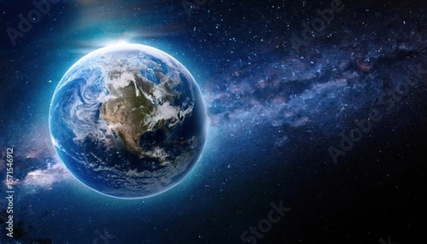 Obraz Earth from Space Starry Galaxy View with Environmental Focus