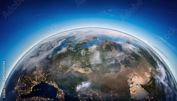 Obraz Panoramic Full View of Earth from Space: Stunning Global Perspective