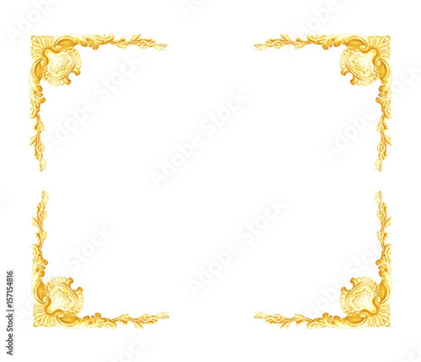 Fototapeta Pattern of flower carved frame on white background