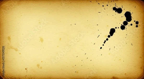 Obraz Vintage Grunge Paper Texture Background with Black Ink Splatter.