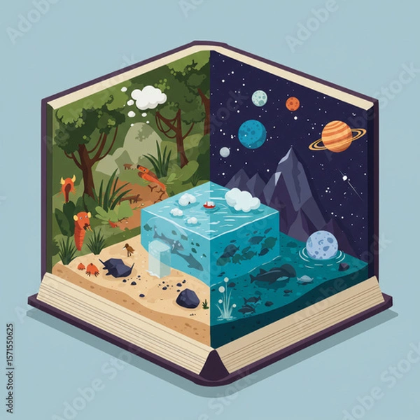 Fototapeta Isometric Ecosystem Book – Vector