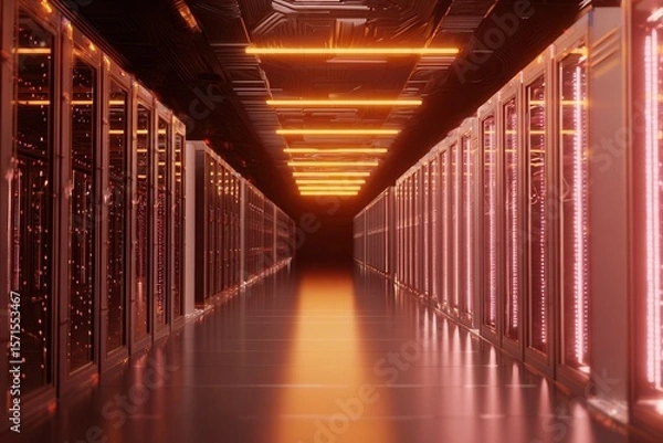 Fototapeta long corridor in a modern building