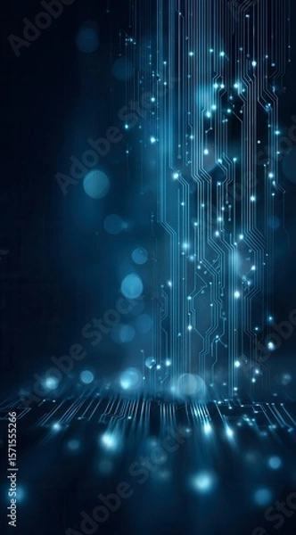 Fototapeta abstract blue background with binary code