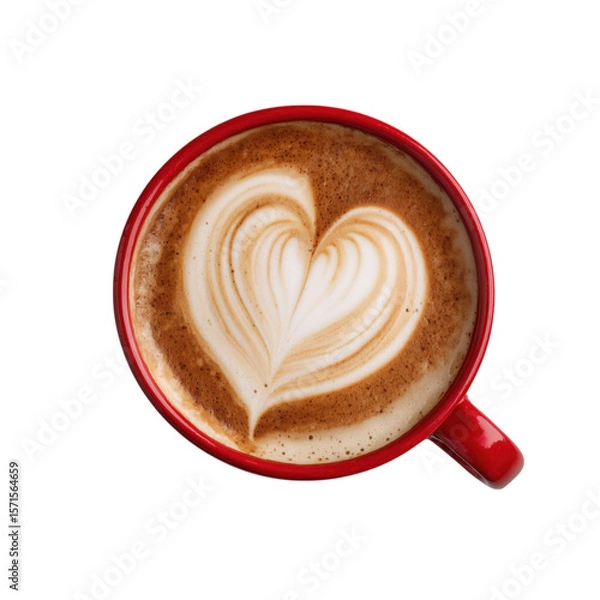 Fototapeta Hot coffee mug with a heart, ideal for breakfast or cafe
