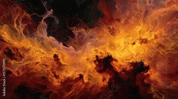 Fototapeta Fiery celestial nebula, showcasing intricate details, a cosmic display of light and energy 