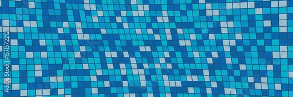 Fototapeta Water pool texture. Top view bg. Surface ripple light banner. Tile blue background with geometric square pattern. Summer blue nature texture. Bathroom spa mosaic design. Vector Illustration