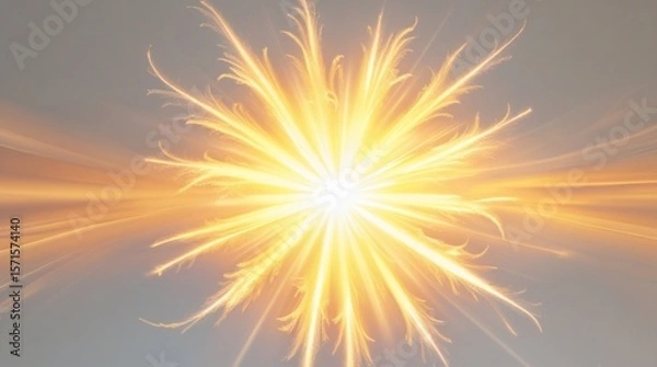 Obraz Bright spotlight beam shining with radiant light flare overlay effect, isolated on transparent or white PNG 