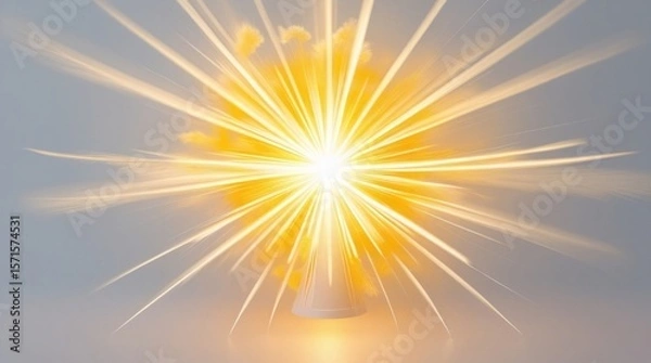 Obraz Bright spotlight beam shining with radiant light flare overlay effect, isolated on transparent or white PNG 