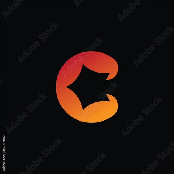 Obraz C letter modern tech logo design