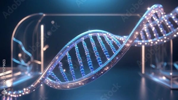 Obraz DNA strand represents secure genetic data protection concept in futuristic biotech and personalized healthcare