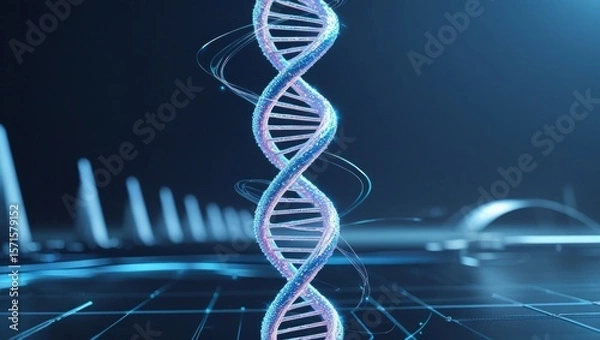 Obraz DNA strand represents secure genetic data protection concept in futuristic biotech and personalized healthcare