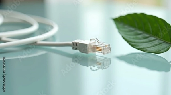 Fototapeta Technology meets nature — horizontal business layout for branding and communication campaigns.