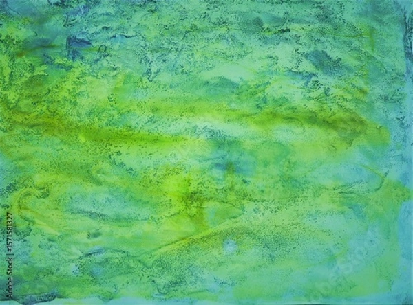 Fototapeta abstract green background with grunge brush strokes and stains on paper