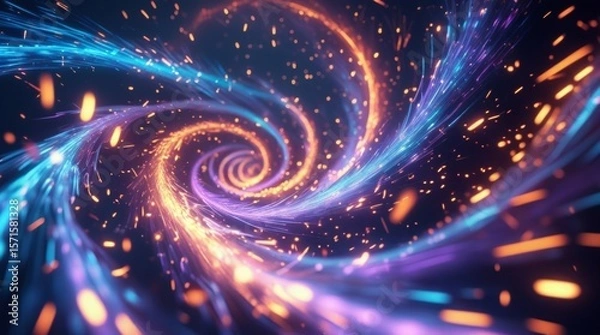Obraz  Futuristic sparks and glowing ember particles on transparent PNG, for sci-fi VFX or energy fire background use 