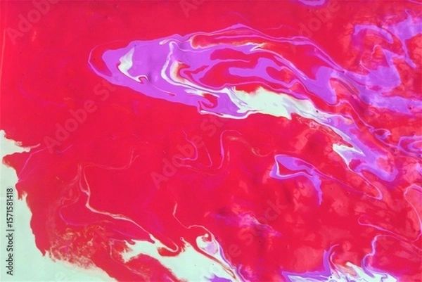 Fototapeta Marbled blue and red abstract background. Liquid marble ink pattern.