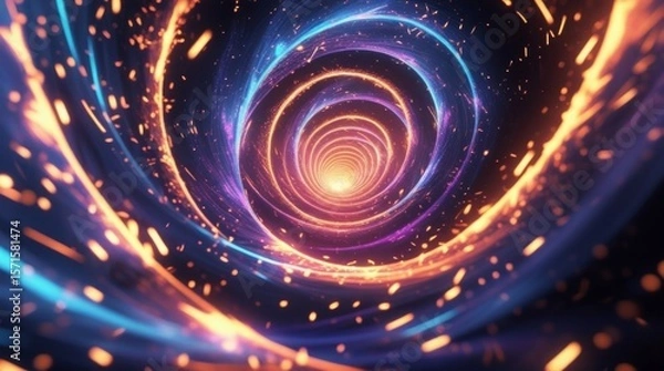 Obraz  Futuristic sparks and glowing ember particles on transparent PNG, for sci-fi VFX or energy fire background use