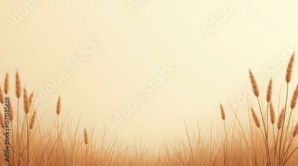 Fototapeta Warm natural fall layout — horizontal flat design for creative use and print materials.