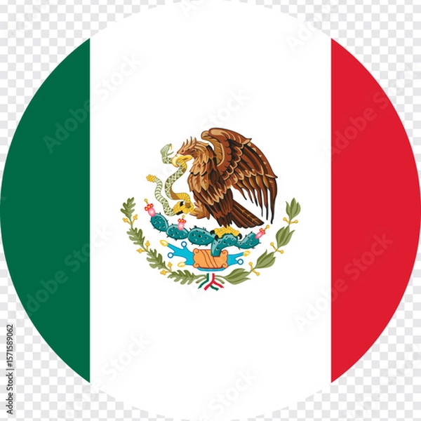 Obraz Mexico flat rounded circle shape flag with transparent png background.