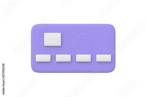 Fototapeta Plastic credit card isolated on white background. Electronic wallet. Top view. 3d render