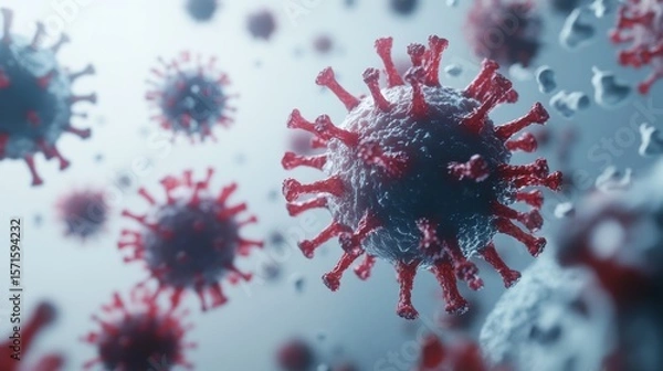 Fototapeta Hyper-realistic Depiction of Bacteria and Viruses in a Microscopic Landscape