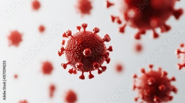 Fototapeta Exploring the Microcosm of HIV Particles Illustrating Their Intricate Structure and Behavior