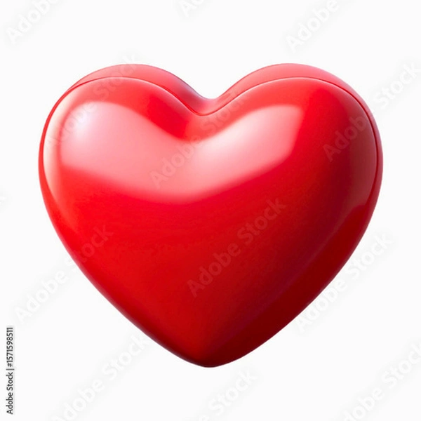 Fototapeta Shiny red heart symbol on a clean white background