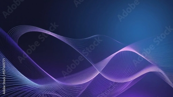 Obraz Wavy circular tech vector lines with transparency, abstract geometric background for overlay or tech template