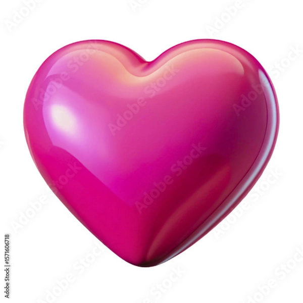 Fototapeta Glossy pink heart shape with subtle gradient and reflections