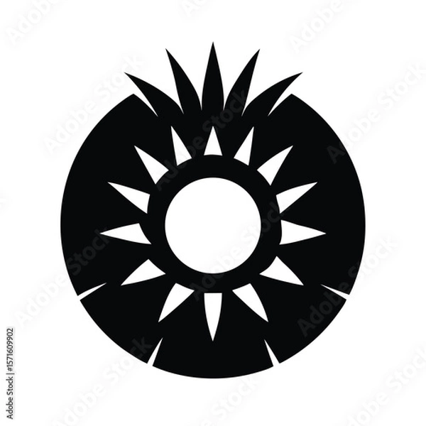 Fototapeta sliced pineapple ring with a circular center cut vector silhouette image