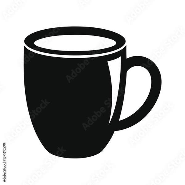 Fototapeta Simple Black and White Mug Icon, Minimalist Coffee Cup Graphic for Website Design, Branding, and App Interface.