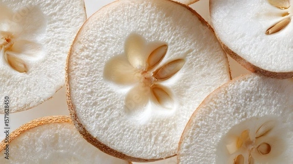 Fototapeta High Resolution Isolated Image of Sliced Santol Fruit with Creamy White Pulp and Modern Minimalistic Styling Highlighting Tropical Southeast Asian Flavors