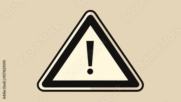 Fototapeta black exclamation mark warning sign isolated on white background.