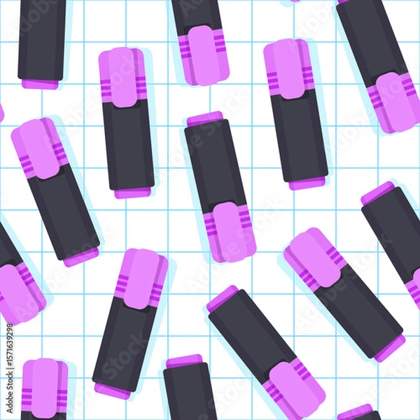 Fototapeta Seamless pattern of purple markers on a checkered background and white background