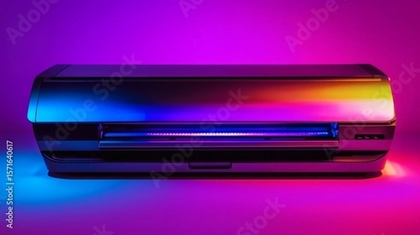 Fototapeta Large format printer in vibrant colorful lighting