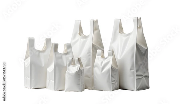 Fototapeta Symbol of plastic bags in different formats isolated with clipping path on white background
