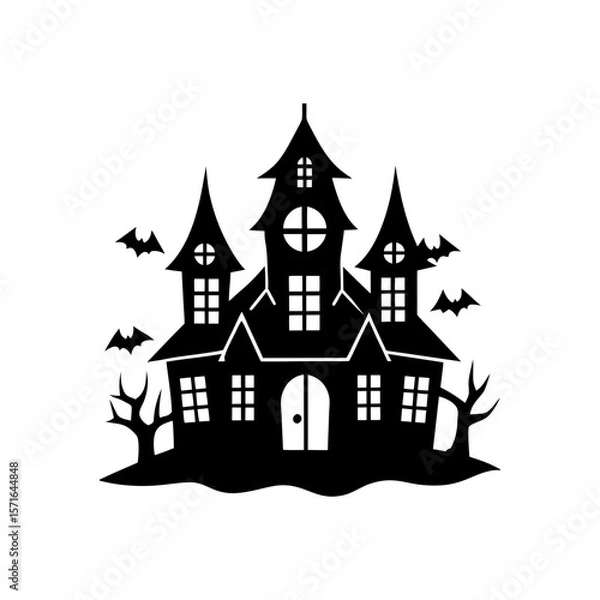 Obraz Haunted house clipart on white background 1 vector illustration