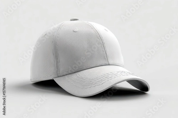 Fototapeta Stylish isolated white cap mockup designed for branding and promotional purposes, showcasing a versatile headwear option ideal for casual fashion or outdoor activities in various settings